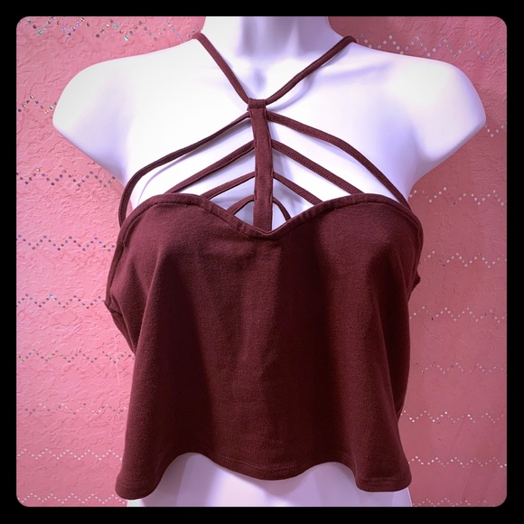 Charlotte Russe Tops - Charlotte Russe Maroon Strappy Crop Top L NWT
